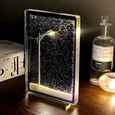 DIY Snowy Night Street Lamp Kit — Handmade Miniature Winter Wonderland Craft Set